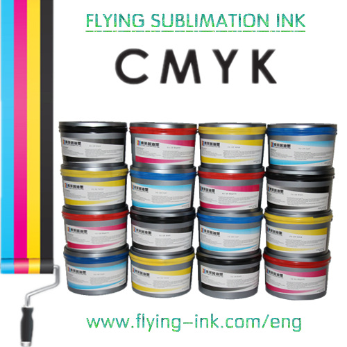 Litho printing sublimation ink to heat transfer dye fabric
